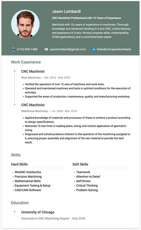 resume for cnc machine operator|free cnc machinist resume samples.